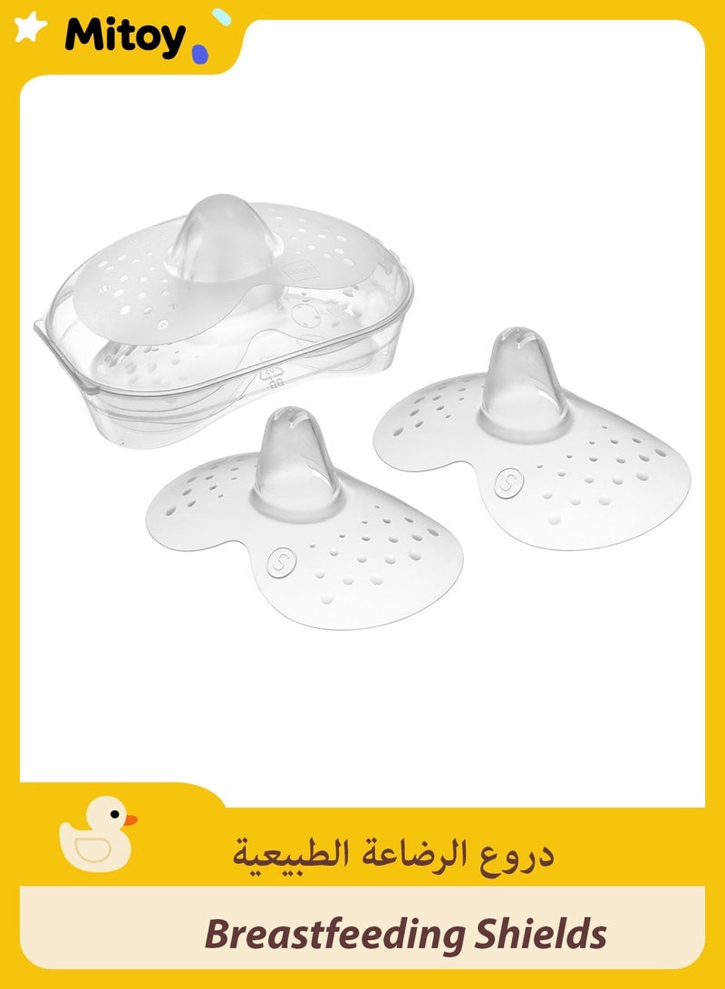 Mitoy 2 Pcs Breastfeeding Shields with Sterilizing Storage Case Clear - Image 1