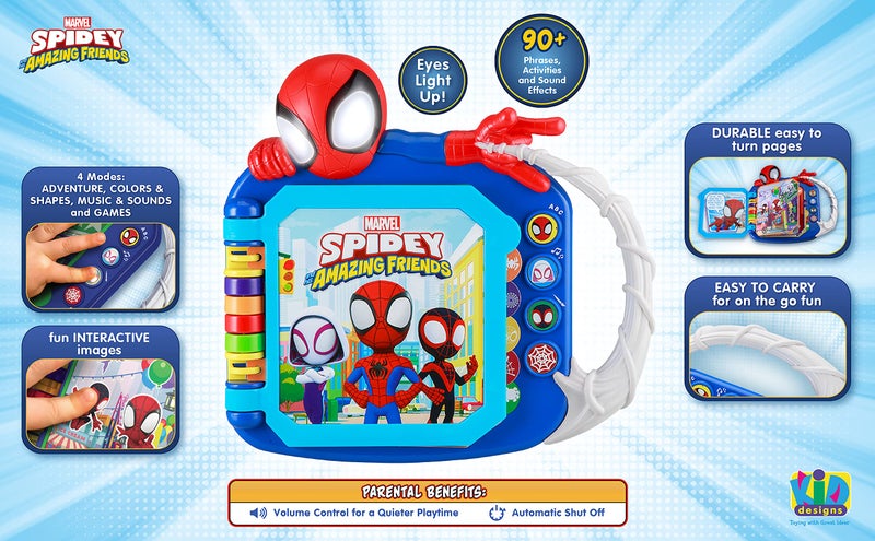 eKids Spidey and His Amazing Friends Book, Toddler Toys with Built-in Preschool Learning Games, Educational Toys for Fans of Spiderman Toys and Gifts (Styles May Vary) - Image 3