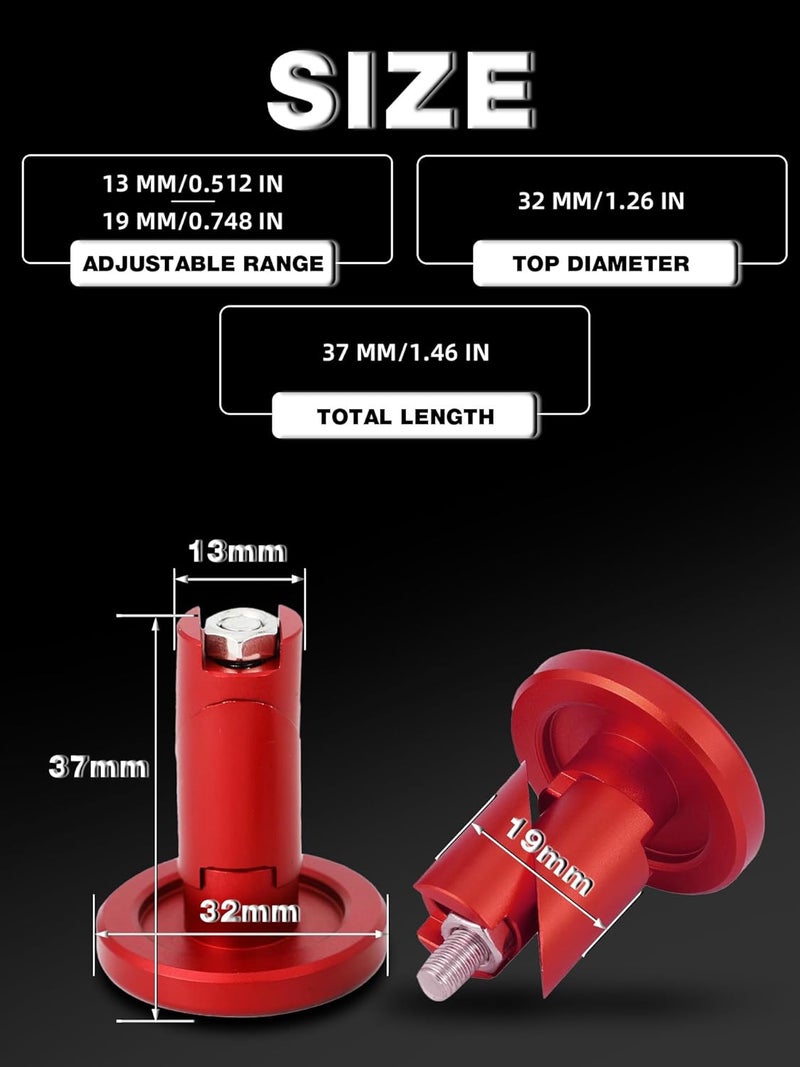 BAOUFF Bar End Plugs,CNC Adjustable 13-20mm Universal for 7/8" 22mm Handlebar for Motorcycle Dirt Pit Street Bike ATV Bicycle Mountain Bike Off Road-Red - Image 3