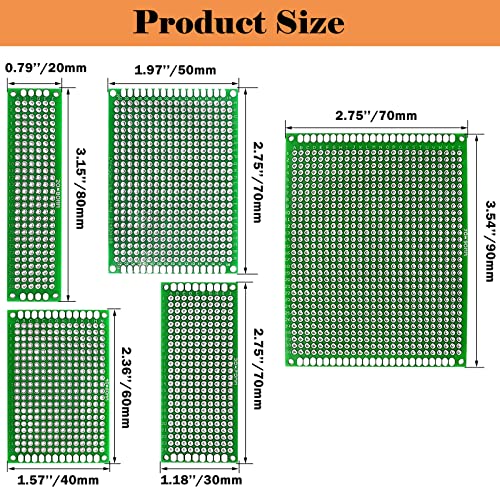 Sunxeke 82 Piece Double Sided PCB Board Kit with 5 Sizes,40Pin 2.54mm Male & Female Header Connectors - Ideal for DIY Soldering,Electronic Projects, Arduino Kits,and Circuit Prototyping - Image 3
