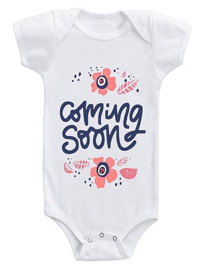 American Apple Welcome Printed New Born Baby Bodysuit Half Sleeve Envelope Neck Jumpsuit Onesie Coming Soon Cotton Blend Cute Outfit Rompers For Baby Boys & Girls (9-12 Months, Coming Soon D)