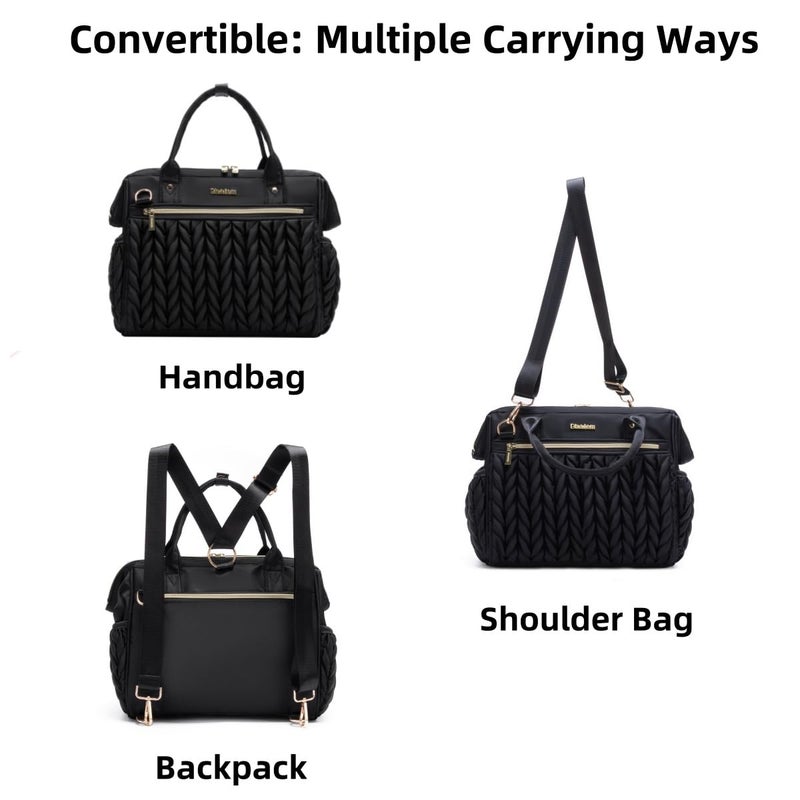 BHAFEM Womens Small Convertible Diaper Bag, Black - Image 5