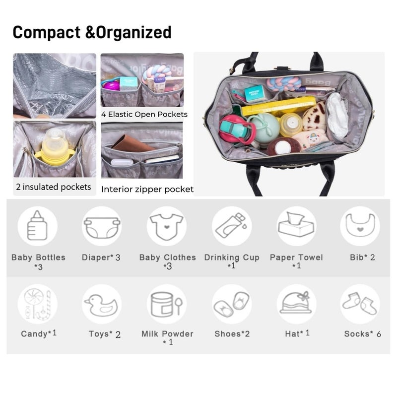 BHAFEM Womens Small Convertible Diaper Bag, Black - Image 2