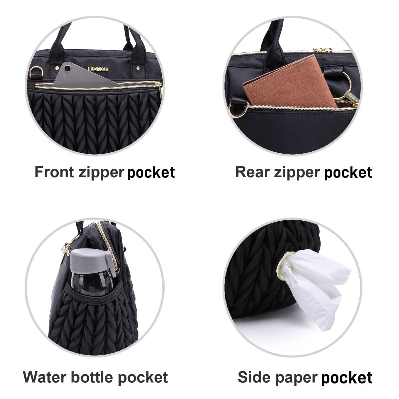 BHAFEM Womens Small Convertible Diaper Bag, Black - Image 3