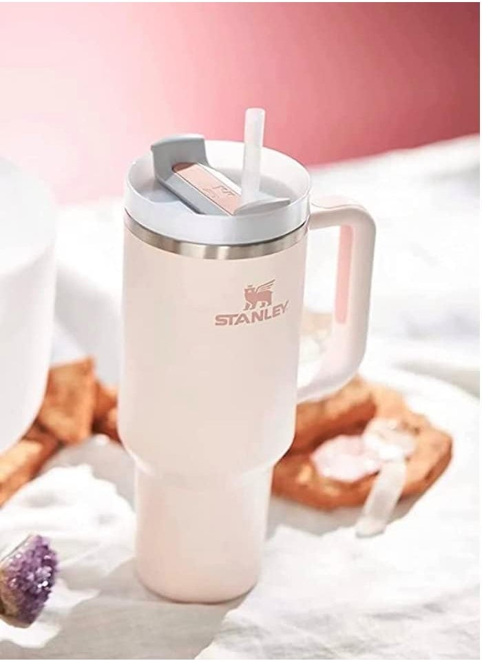 Stanley - Stanley cup H2.0 Stainless Steel with Lid and Straw for Water Iced Tea,Coffee and Smoothie,Rose Quartz,40 oz - Image 1