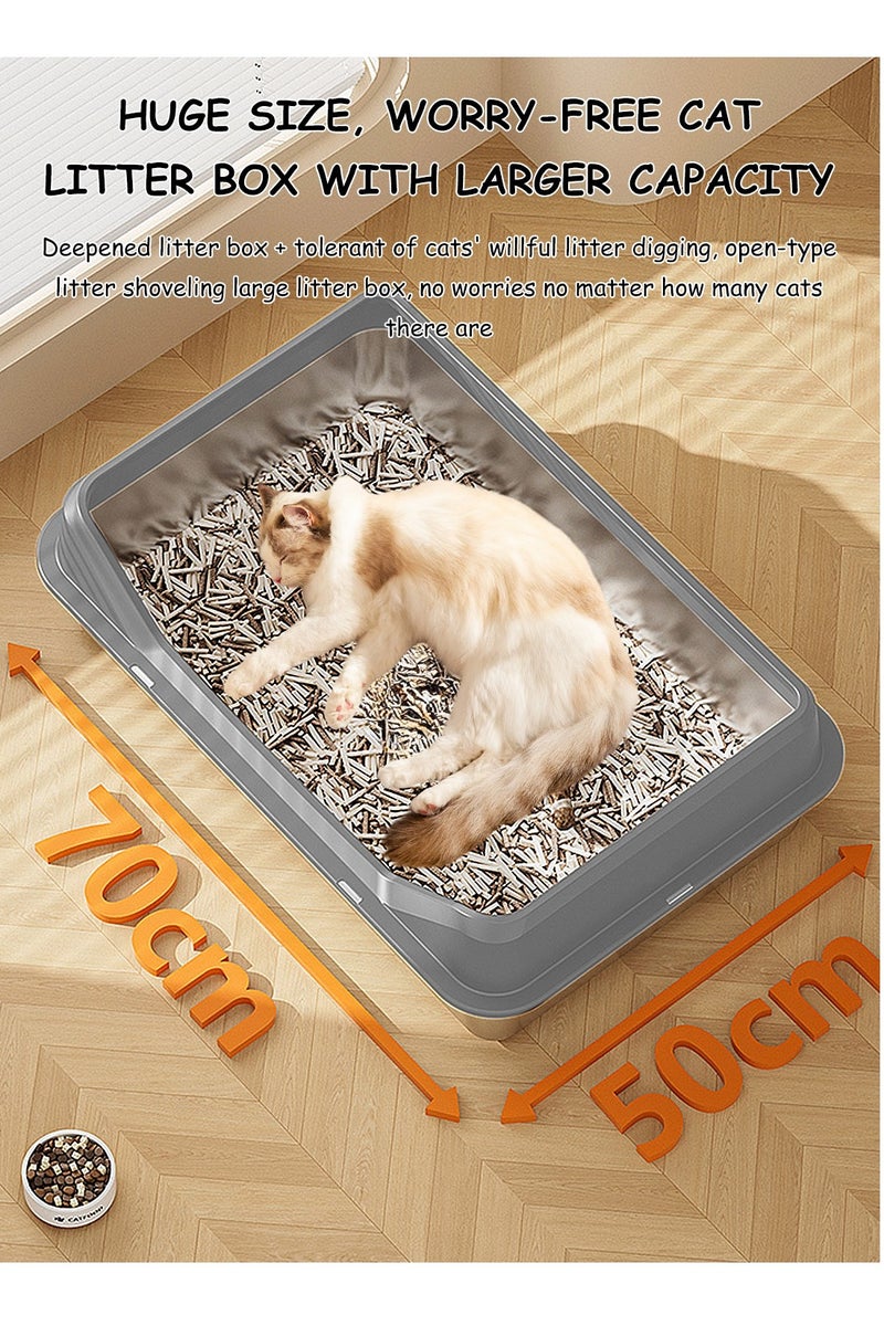 كيدل صندوق قمامة قطط من الفولاذ المقاوم للصدأ، صندوق قمامة معدني للقطط، وعاء قمامة معدني كبير جدًا بزوايا ناعمة للقطط - Image 3