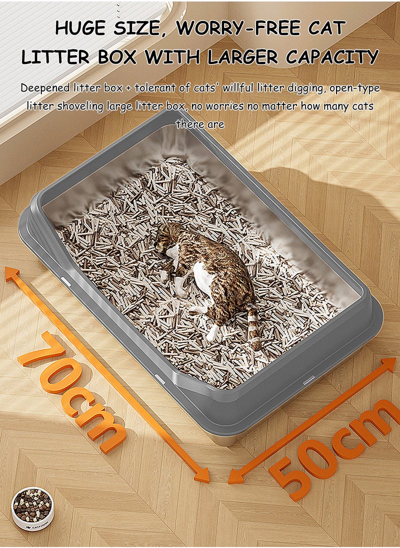 Kidle - Stainless Steel Cat Litter Box Metal Cat Litter Box Extra Large Metal Litter Pan with Smooth Corners for Cat - Image 1