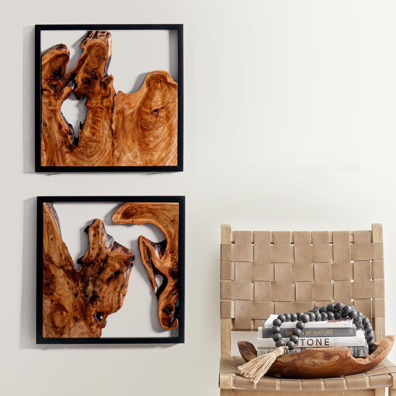 WELLAND 2 Pieces Rustic Cedar Wall Sculptures, Live Edge Wall Art DÃ©cor, Decorative centerpieces of wood for Living Room, Bedroom, Bathroom, Home Office, Dining Room, - Image 1