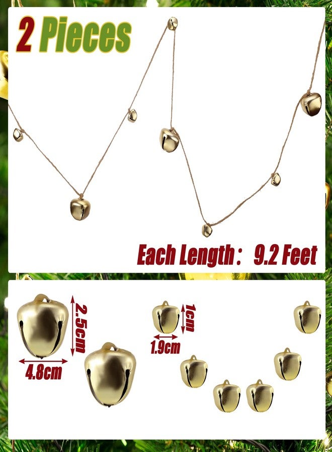 Yinder Garland Jingle Bell for Christmas Decorations Vintage Hanging Bell Garland on String for Christmas Tree Home Office Wall Door Decorations(Gold,2 Pcs) - Image 2