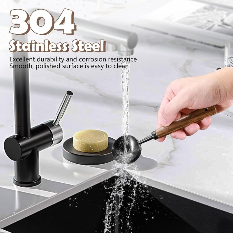 2 pieces of walnut long handle stainless steel coffee measuring spoon (15ml/30ml)  black - Image 4