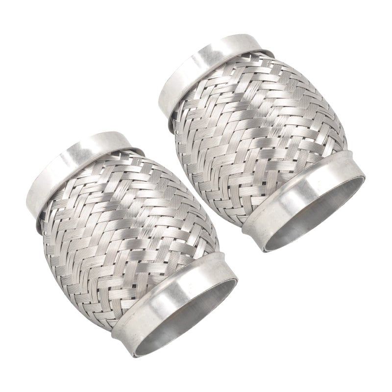 FGJQEFG 2PCS Exhaust Flex Pipe Stainless Steel Double Braid Long Heavy Duty 3Inch x 4Inch wEnds 4 inch Long