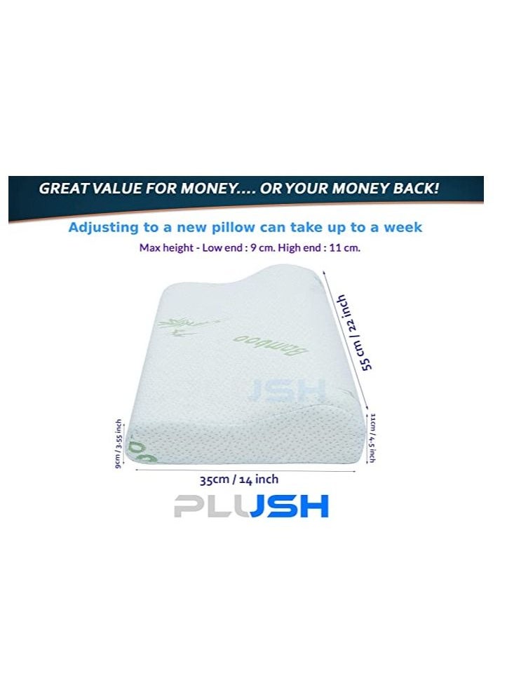 Plush - Creative Planet Memory Foam Adjustable Wave Contour Pillow For Sleeping, Hypoallergenic, Will Not Flatten, Includes A Bamboo Pillowcase - Image 1