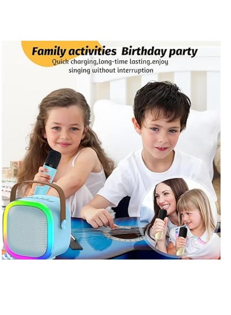 Mini Karaoke Machine Portable Speaker Bluetooth Karaoke Speaker With Dual Wireless Mic For Kids And Adults Mini Wireless Speaker With Light For Indoor And Outdoor Party And Birthday Bluetooth Speaker  - Image 4