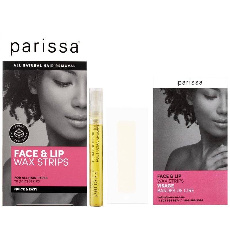 parissa شرائط شمع الوجه والشفتين الطبيعية من باريسا | سهلة الاستخدام ولطيفة للبشرة الحساسة | شرائط جاهزة للاستخدام للشفاه العليا والذقن والوجه | 20 شريط (10 × 2) - Image 2