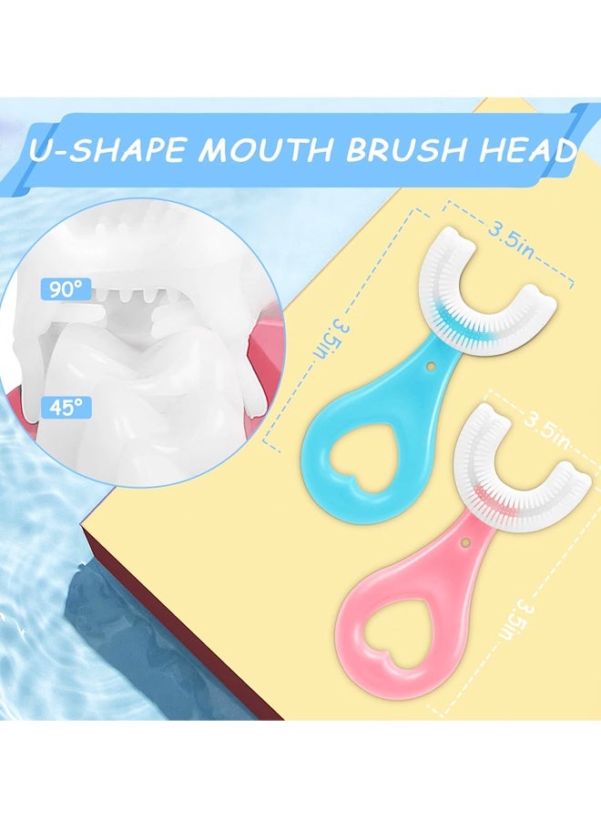 4 Pack U Shaped Toothbrush Kids, Soft Silicone Brush Head Whole Mouth with Handle 360 ° Oral Teeth Cleaning Design for Toddler Toothbrushes Age 2-6 - Image 2