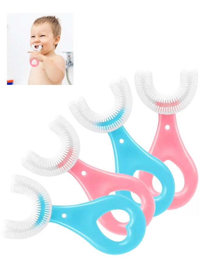 4 Pack U Shaped Toothbrush Kids, Soft Silicone Brush Head Whole Mouth with Handle 360 ° Oral Teeth Cleaning Design for Toddler Toothbrushes Age 2-6 - Image 1