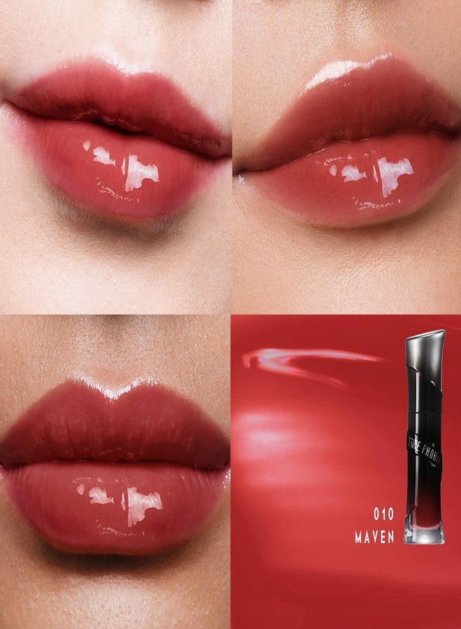 TIMEPHORIA Lunara Frost 3D Lip Gloss, 010 Maven - Warm Red, High-Shine Glossy Finish, Juicy Pigment Lip Gloss with 3D Plumping Effect, 24H Hydration with Hyaluronic Acid, Non-Sticky Cushiony Gel - Image 2