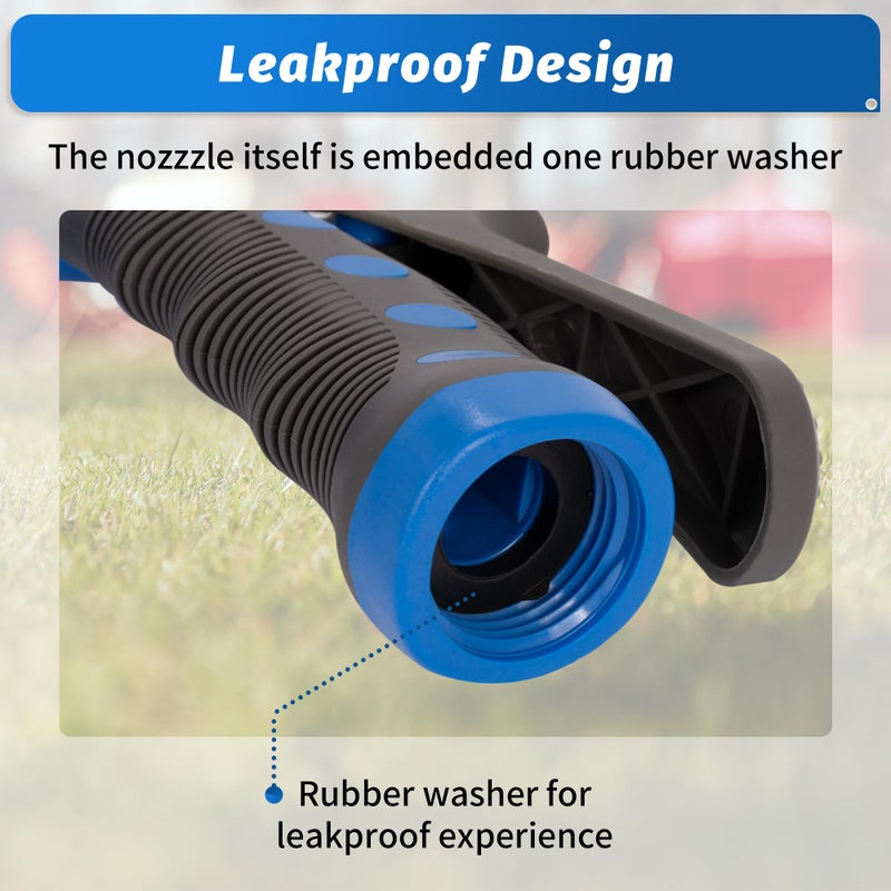 AUTOMAN-Garden-Hose-Nozzle,ABS Water Spray Nozzle with Heavy Duty 7 Adjustable Watering Patterns,Slip Resistant for Watering Plants,Lawn& Garden,Washing Cars,Cleaning,Showering Pets - Blue - Image 5