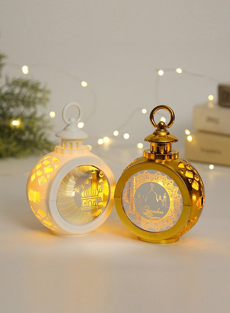 زينة العيد، شموع إلكترونية، دعائم زينة على شكل قمر، زينة العيد لغرفة النوم أو طاولة المنزل أو ديكور الحفلات (أبيض) - Image 1