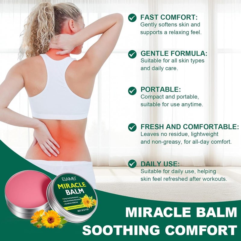 Miracle Balm for Body Relaxion Daily Use, Original Massage Balm for Pain Relief Sore Muscle & Joint, Neck Back Shoulder Leg Foot Soothing Cream, Gentle Natural Ingredients Moisturising Skin - Image 5