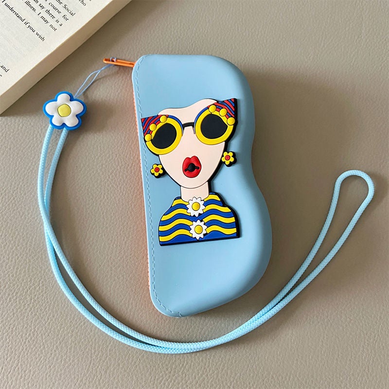 ^ High-Value Sunglasses Storage Bag Portable Change Storage Bag Drop-Resistant Silicone Storage Bag Hangable Waterproof Glasses Bag - Image 1