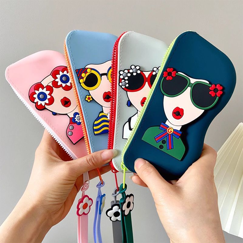 ^ High-Value Sunglasses Storage Bag Portable Change Storage Bag Drop-Resistant Silicone Storage Bag Hangable Waterproof Glasses Bag - Image 2