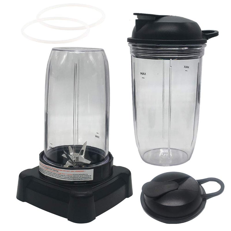 Joystar 5Piece Exractor blade and 18oz24oz cup with spout lid parts for Ninja Blender BL700 BL701 1200 Watt Replacement Power Motor Base and NJ600 NJ600WN NJ602CO 1100 Watt power motor base5