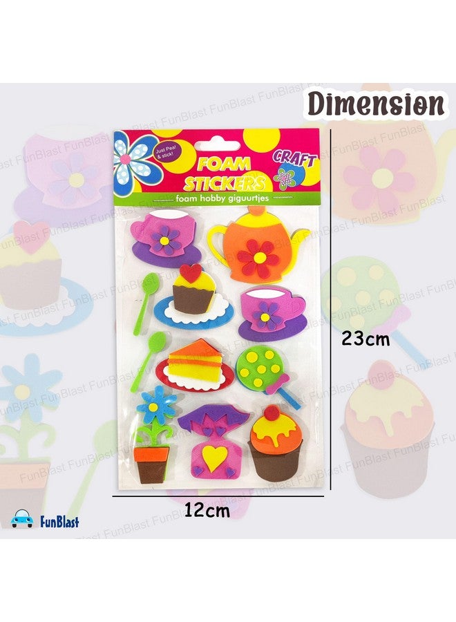 فنبلاست ملصقات إسفنجية من فن بلاست - ملصقات منفوخة ذاتية اللصق ثلاثية الأبعاد للأطفال، ملصقات بطابع طقم الشاي للأعمال الفنية والحرفية، وحجز القصاصات، والديكور، وأعمال المشاريع للأطفال - متعددة الألوان - Image 3