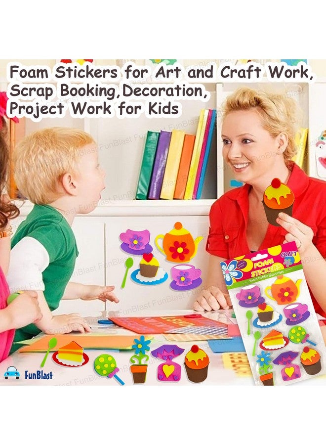 فنبلاست ملصقات إسفنجية من فن بلاست - ملصقات منفوخة ذاتية اللصق ثلاثية الأبعاد للأطفال، ملصقات بطابع طقم الشاي للأعمال الفنية والحرفية، وحجز القصاصات، والديكور، وأعمال المشاريع للأطفال - متعددة الألوان - Image 5
