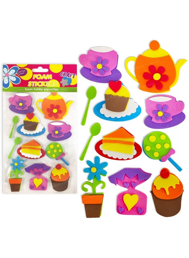 فنبلاست ملصقات إسفنجية من فن بلاست - ملصقات منفوخة ذاتية اللصق ثلاثية الأبعاد للأطفال، ملصقات بطابع طقم الشاي للأعمال الفنية والحرفية، وحجز القصاصات، والديكور، وأعمال المشاريع للأطفال - متعددة الألوان - Image 1