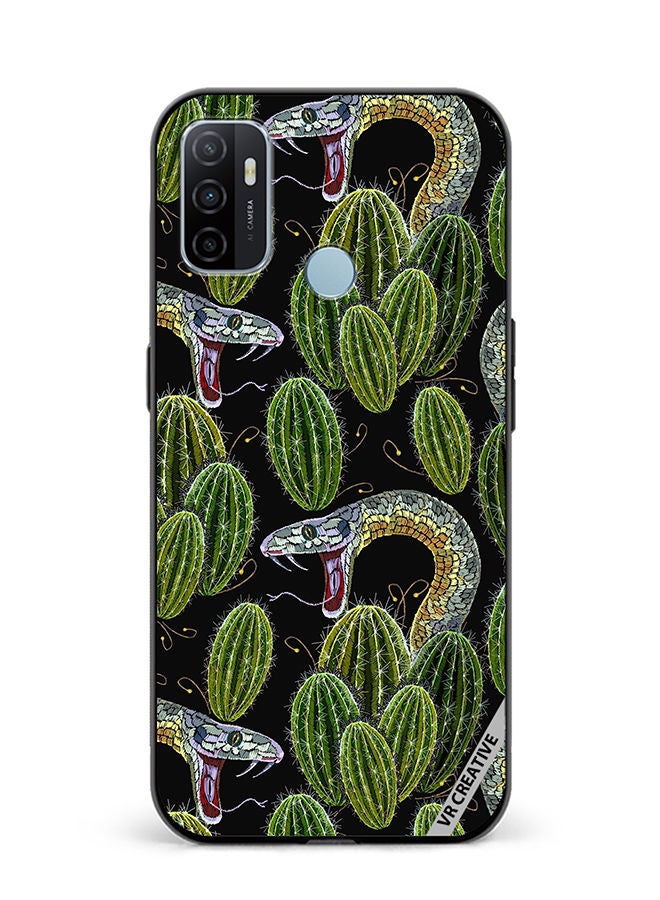 VR CREATIVE Protective Case Cover For Oppo A53 Embroidery, Cactus And Snakes Seamless Design Multicolour - Image 1