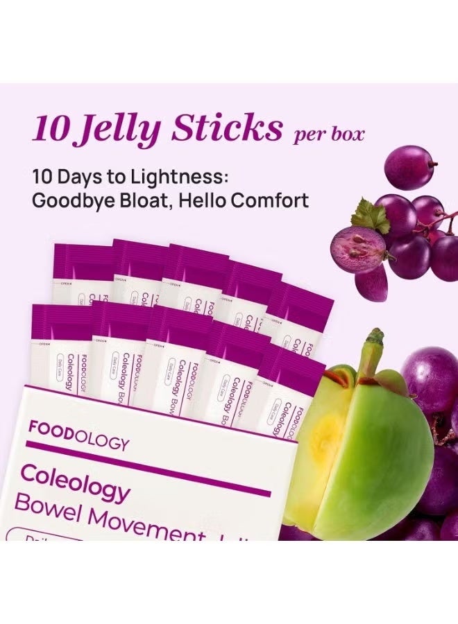 FOODOLOGY Coleology Bowel Movement Jelly (10 Days) - Garcinia Cambogia (HCA) Jelly Sticks, Grape and Prune Flavored, Polydextrose, Collagen, Hyaluronic Acid, 10 Sticks - Image 5