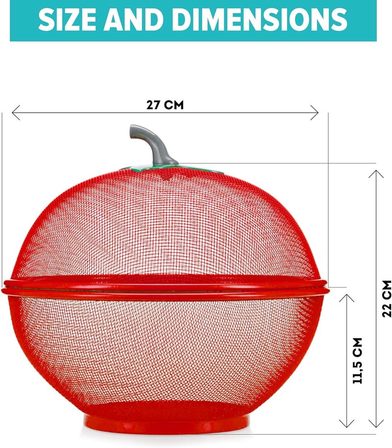 PRAMANTA Multifunctional Fresh Fruit Bowl Basket with Cover for Kitchen Space Saving Dishwashing Drain Vegetable Storage Holder Rack Indoor & Outdoor (1pcs) - Image 2