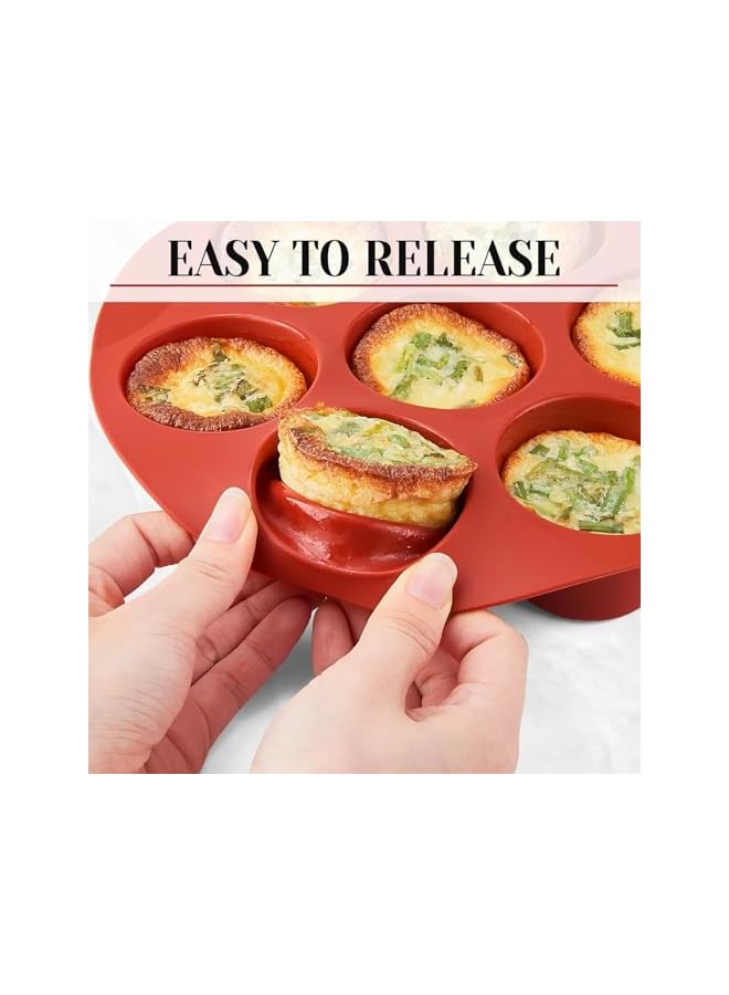 S-TOP 2 Pack Silicone Egg Bite Molds, Air Fryer Muffin Pans 7-Cup Round Cupcake Baking Molds for Oven, Air Fryer and Pot - Image 4