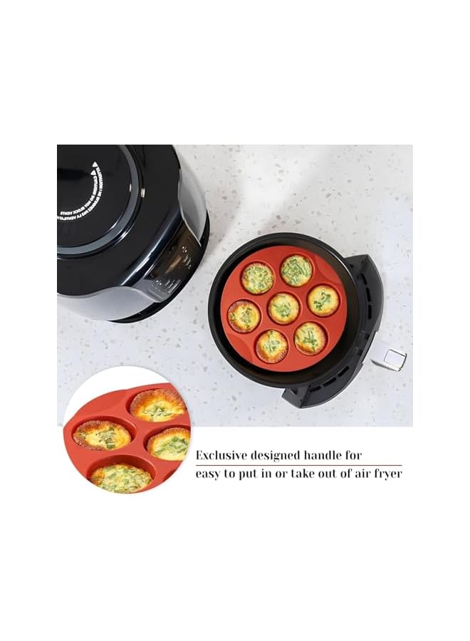 S-TOP 2 Pack Silicone Egg Bite Molds, Air Fryer Muffin Pans 7-Cup Round Cupcake Baking Molds for Oven, Air Fryer and Pot - Image 3