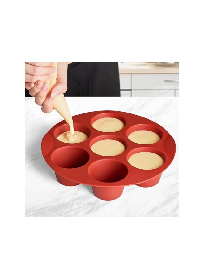 S-TOP 2 Pack Silicone Egg Bite Molds, Air Fryer Muffin Pans 7-Cup Round Cupcake Baking Molds for Oven, Air Fryer and Pot - Image 2