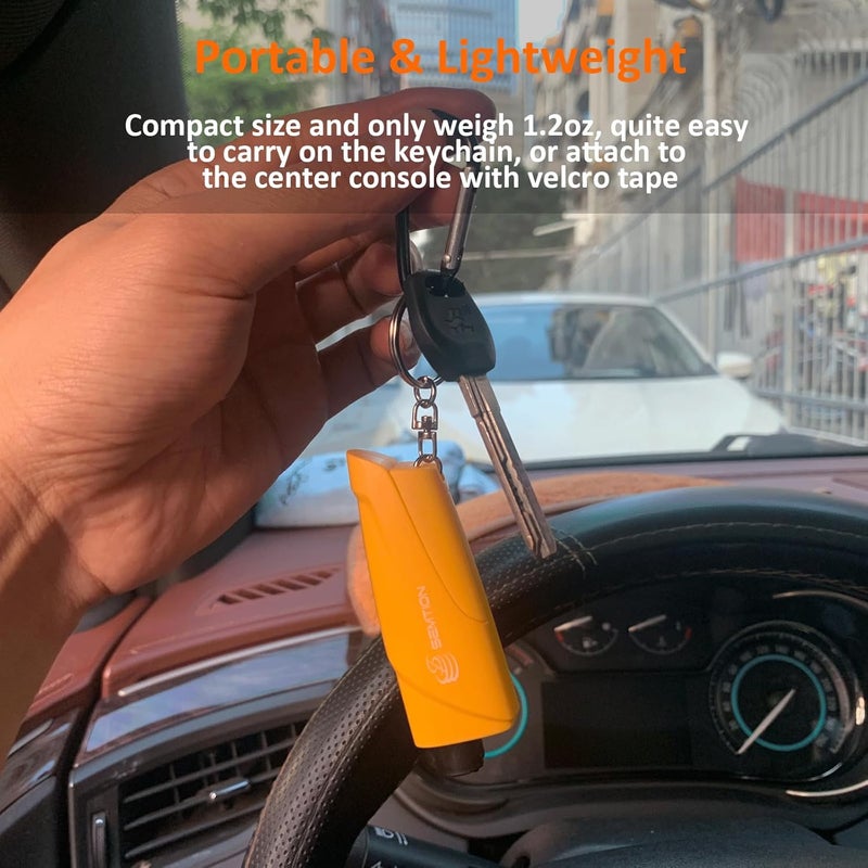 SEMTION Glass Breaker and Seatbelt Cutter with Keychain Car Escape Tool for Land and Underwater, Pack of 2 (Yellow-Yellow) - Image 3