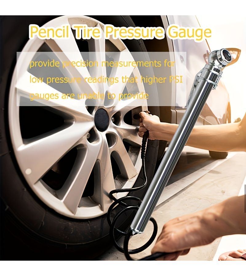 1pc Portable Car Tire Pressure Gauge Pen Universal Fit Compact And Battery Free Silvery Accurate Tire Pressure Measurement Tool - Image 1