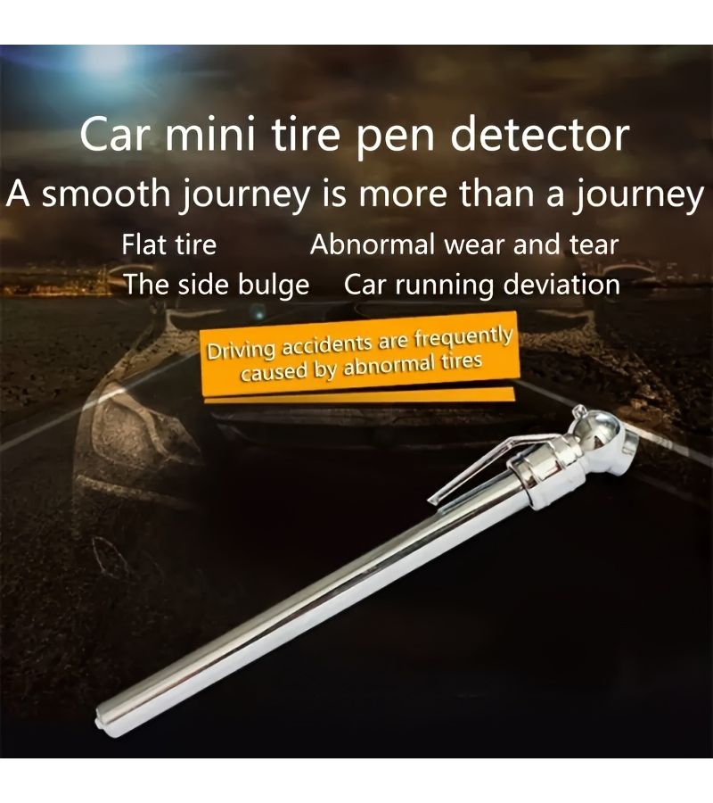 1pc Portable Car Tire Pressure Gauge Pen Universal Fit Compact And Battery Free Silvery Accurate Tire Pressure Measurement Tool - Image 2