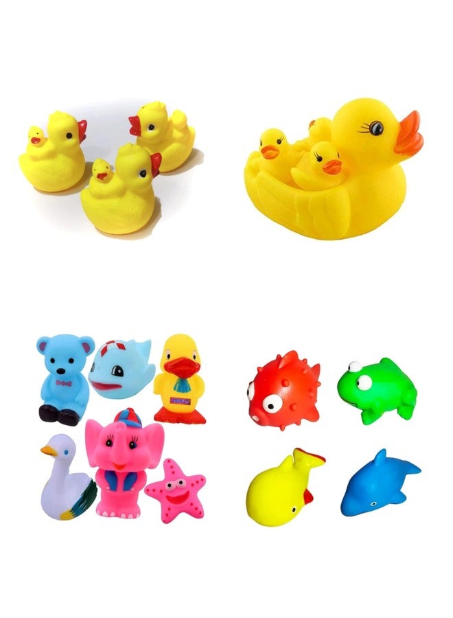 Multicoloured Baby Bath Squeeze Toy Set, 17 Pieces chuchu Toy for Baby boy and Girl