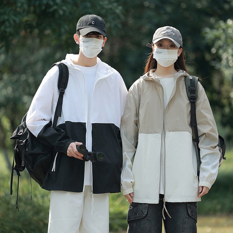 2024 Summer Outdoor Couple'S Sunscreen Clothing Lightweight Breathable Sports Fashion Brand Color Matching Function Quick-Drying Sunscreen Clothing - Image 3