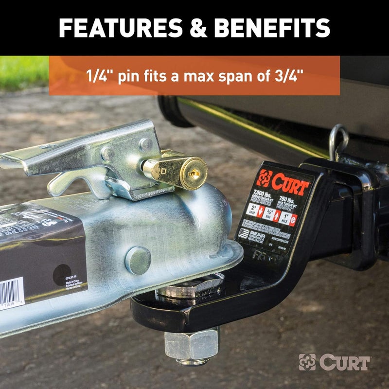 CURT Brass-Plated Steel Trailer Coupler Lock - Image 4