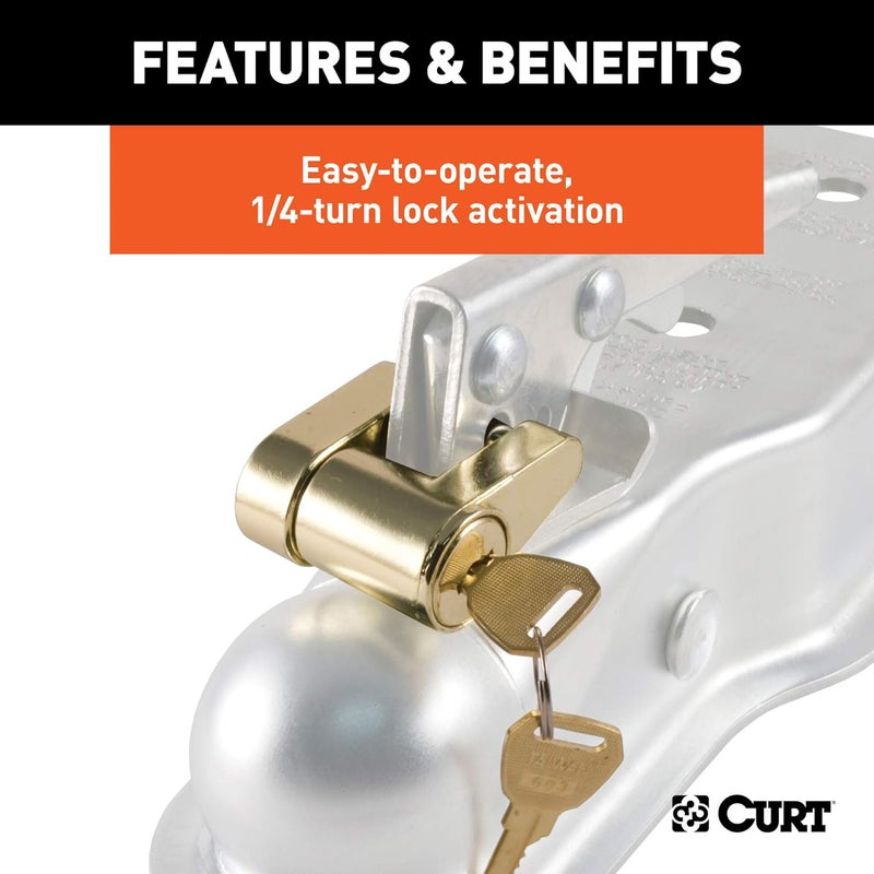 CURT Brass-Plated Steel Trailer Coupler Lock - Image 5