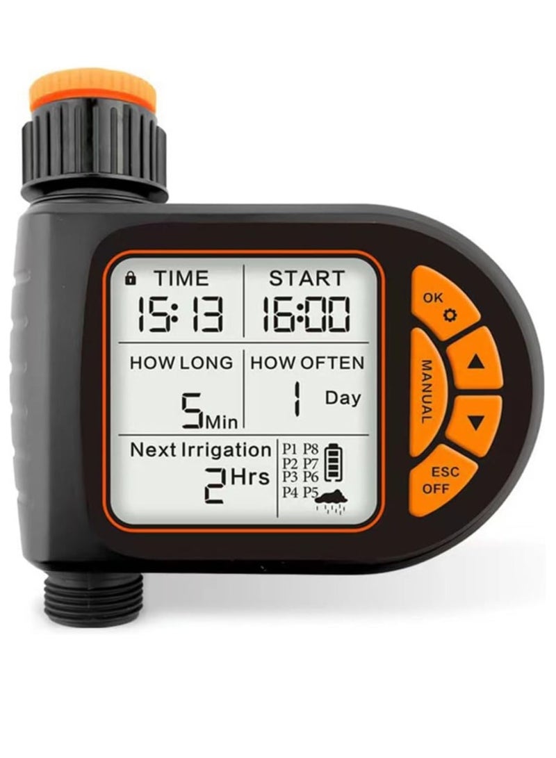 مؤقت مياه رقمي لنظام الري، مؤقت سقي تلقائي قابل للبرمجة، مقاوم للماء IPX5، جهاز تحكم في صنبور حديقة العشب الخارجي مع قفل للأطفال/ أوضاع تلقائية ويدوية/ تأخير المطر/ شاشة LCD - Image 1