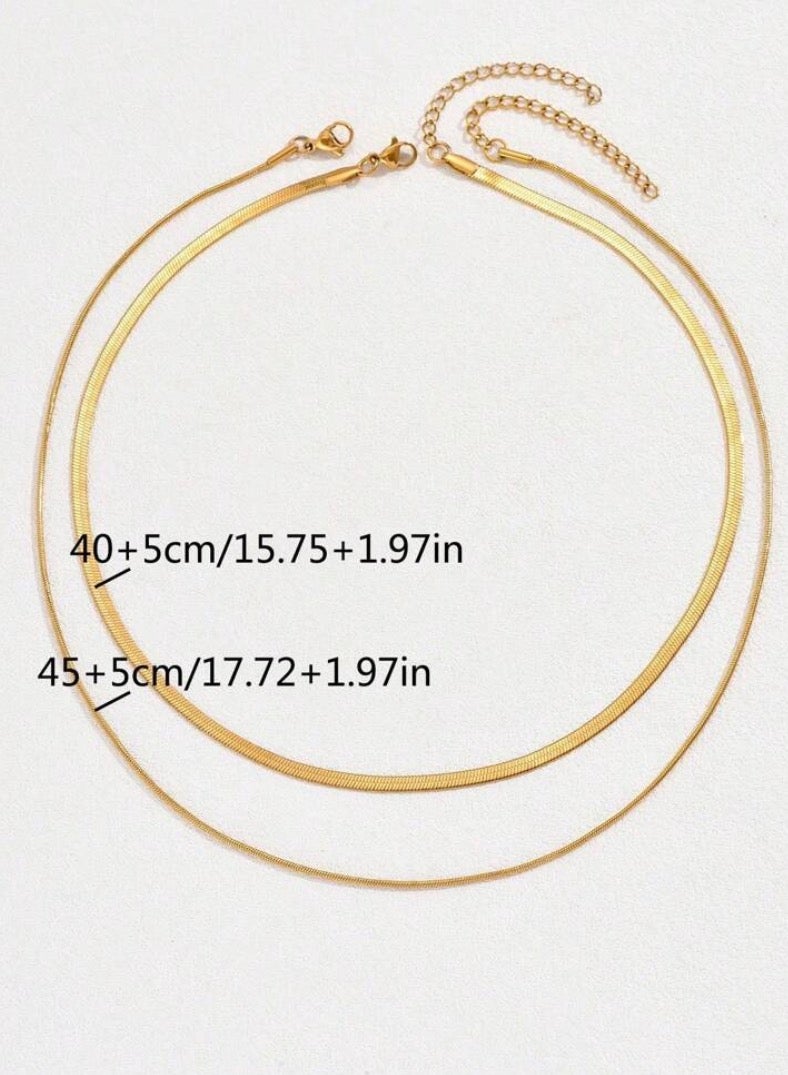 إيكوال سلسال نسائي أنيق مكون من قطعتين مصنوع من الاستانلس ستيل مطلي باللون الذهبي - Image 5