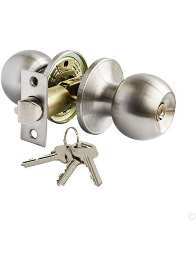 NJM NJM Knobset Round Lock SS Finish Round Handle Complete Set  - Image 1