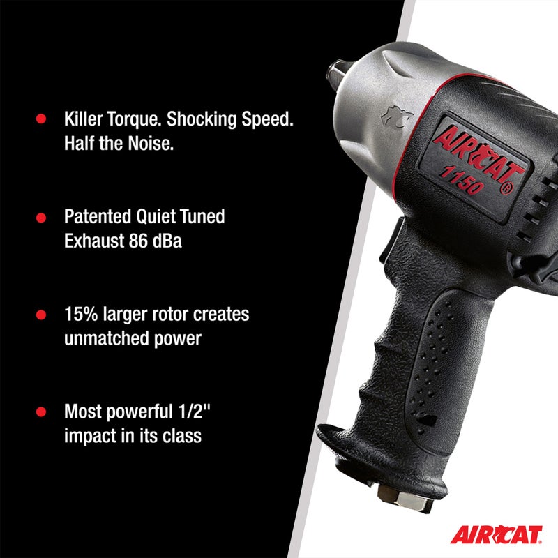 AirCat أداة هوائية AIRCAT 1150 مفتاح تأثير مركب 1/2 بوصة: أداة طاقة مدمجة وخفيفة الوزن: أداة تأثير لإصلاح وصيانة السيارات - Image 5