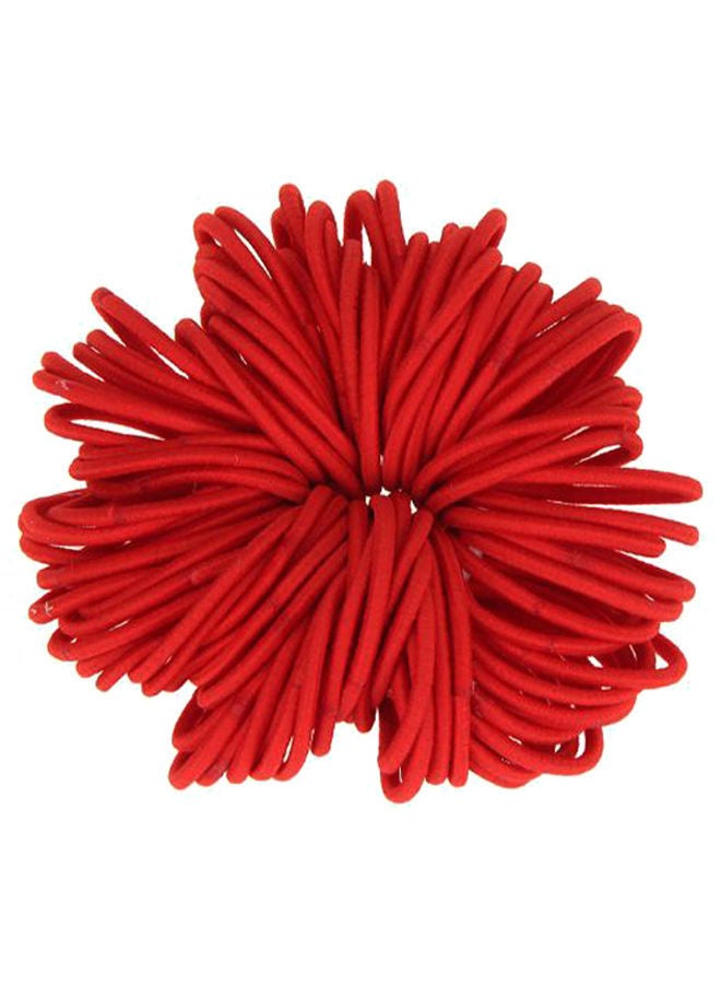 مجموعة ربطات شعر لعمل ذيل حصان ومكونة من 100 قطعة أحمر