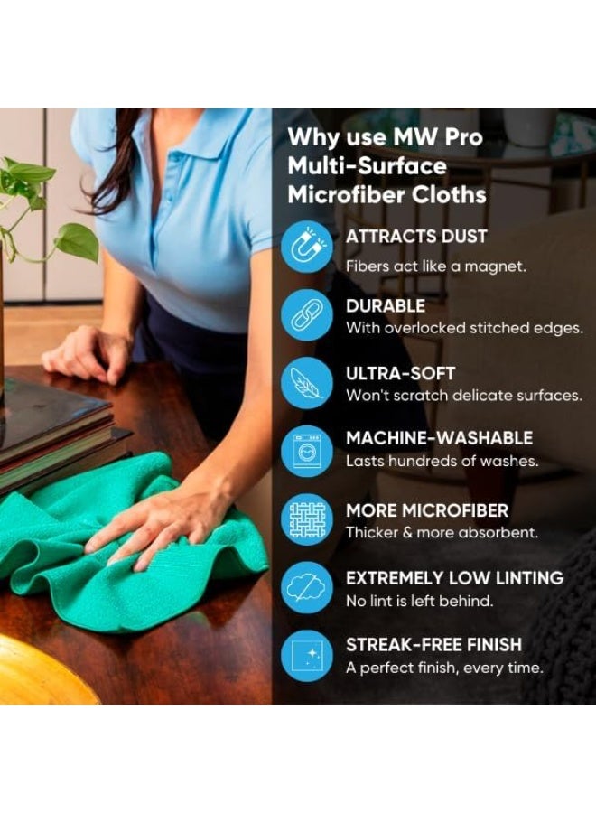 Microfiber Wholesale MW Pro Microfiber Cleaning Cloths (12 Pack) | Size 16" x 16"| All Purpose Microfiber Towels - Clean, Dust, Polish, Scrub, Absorbent (Gray) - Image 3
