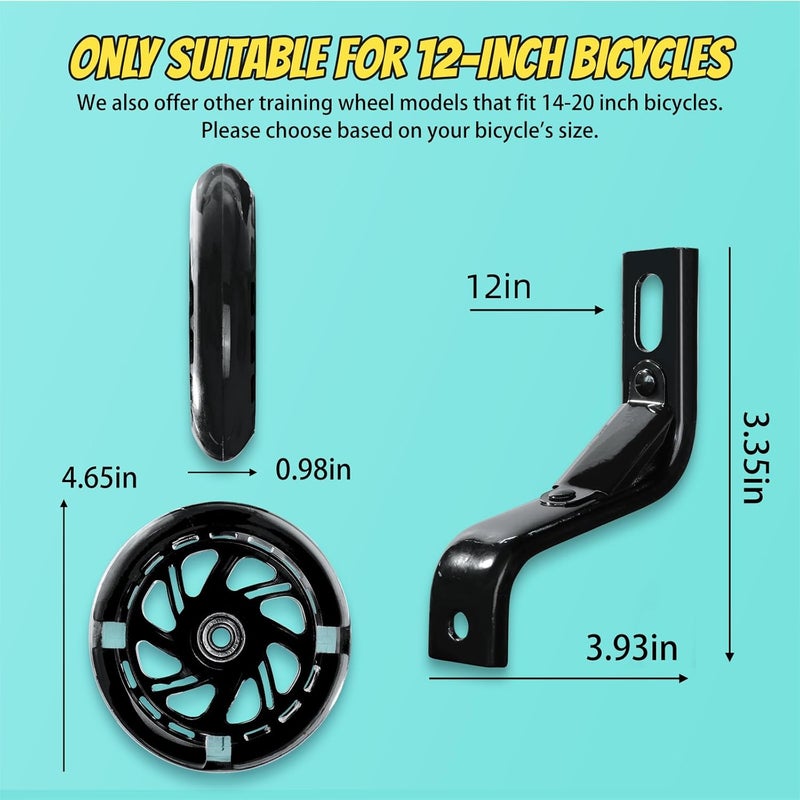 PRUNUS Flash BIKE Training Wheels for 12 14 16 18 20 Inch.Training Wheels for Kids Bike is Heavy Duty.Bicycle Training Wheel is Suitable Single Speed Bike - Image 3